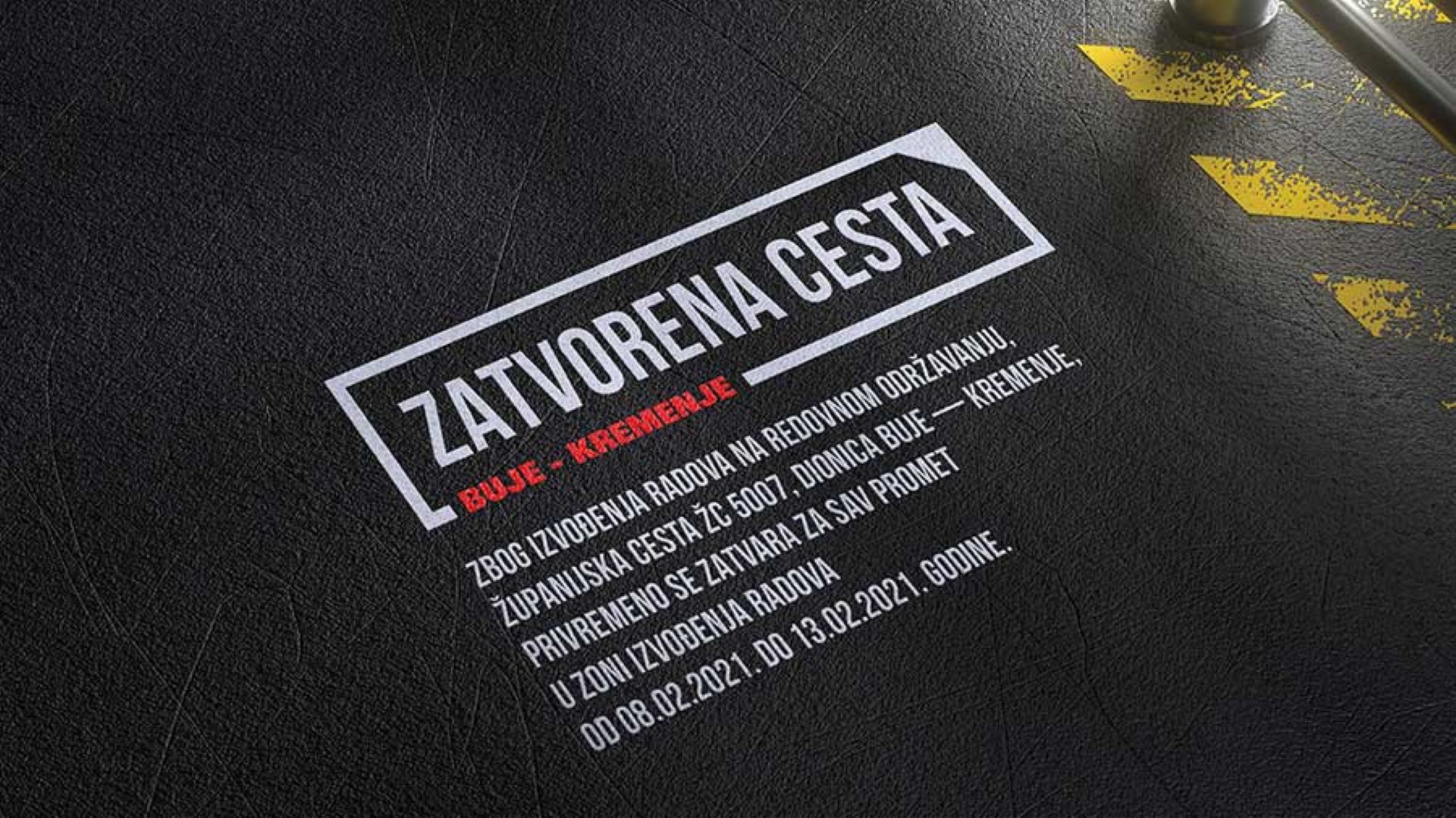 Županijska cesta žc 5007 – Buje-Kremenje – privremeno zatvaranje za promet