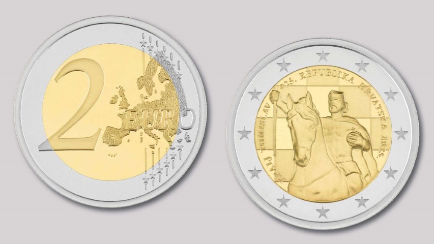 Od ponedjeljka u opticaju kovanica HNB-a od 2 eura povodom 1100. obljetnice krunidbe kralja Tomislava