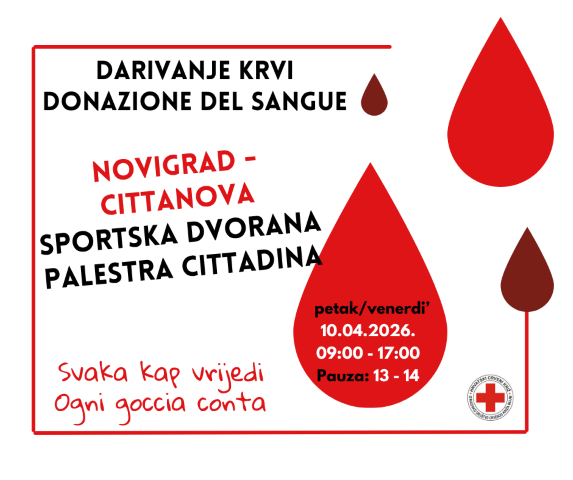 Novigrad: Akcija darivanja krvi u petak, 10. travnja!