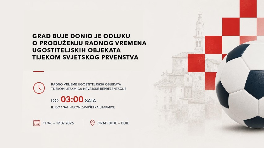 Grad Buje produžio radno vrijeme ugostiteljskih objekata tijekom Svjetskog prvenstva u nogometu!